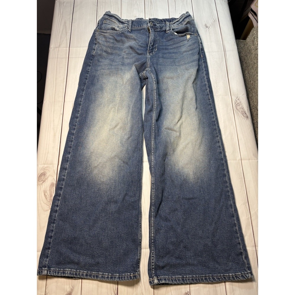 Women's Arizona Faded Baggy Mom Jeans Elastic Waist Size 6